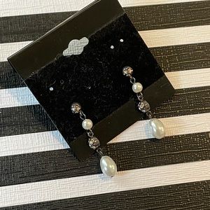 Stunning Pearl and Gem Dangle Stud Earrings